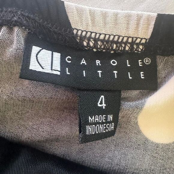 Carole Little Black & White Floral Print Maxi Beaded Halter Dress Sz 4 2000s Y2K - Picture 3 of 4